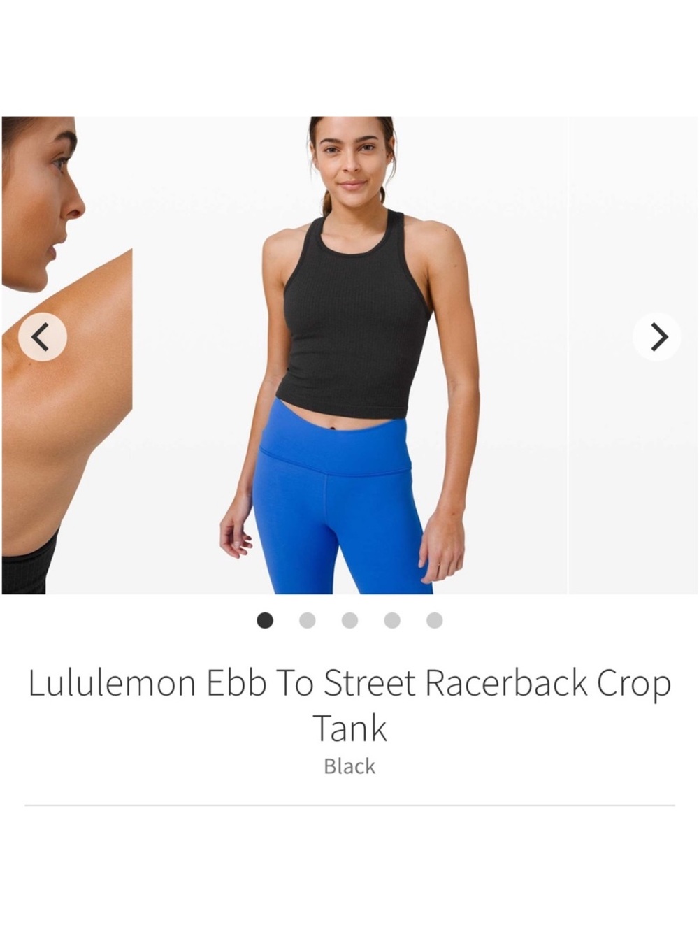 Lululemon Ebb To Street Racerback Cropped Seamless Tank Top Black Sz 8